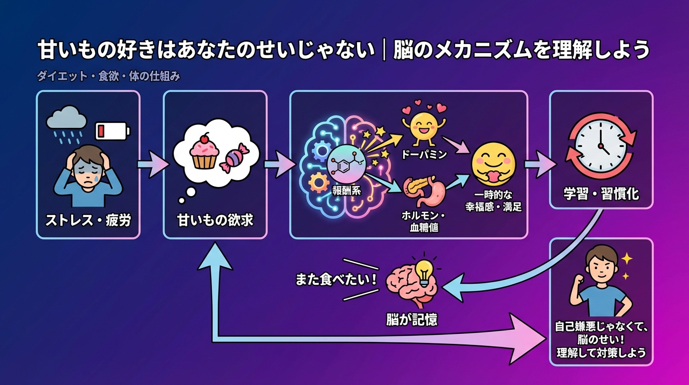 甘いもの好きはあなたのせいじゃない|脳のメカニズムを理解しようの図解