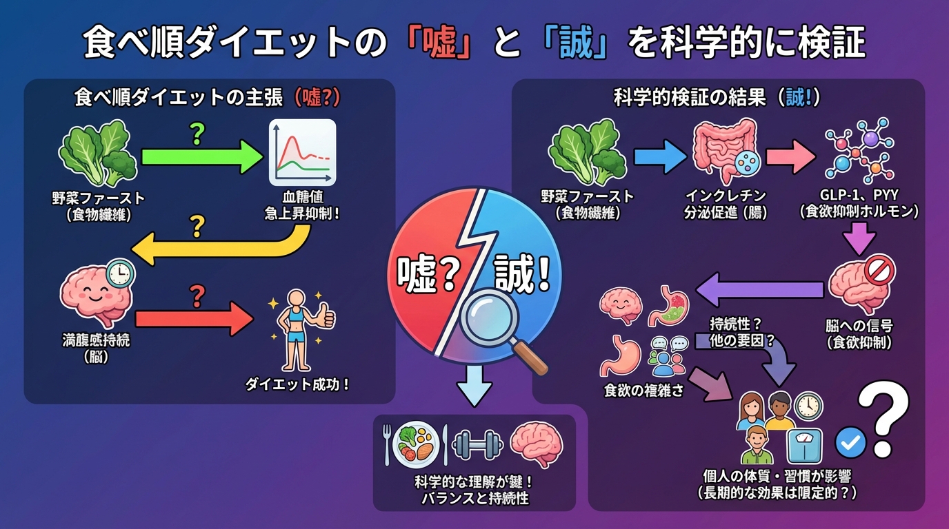 食べ順ダイエットの「嘘」と「誠」を科学的に検証の図解
