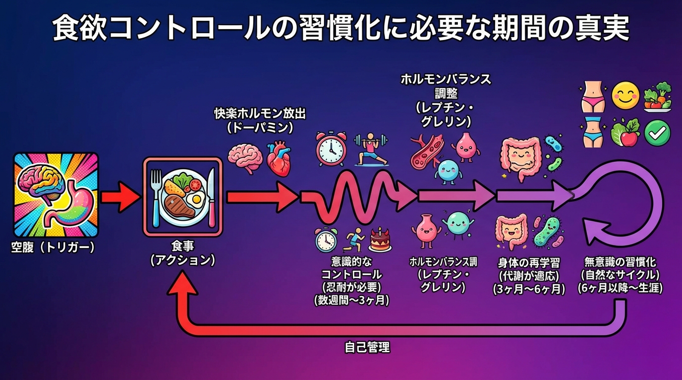 食欲コントロールの習慣化に必要な期間の真実の図解